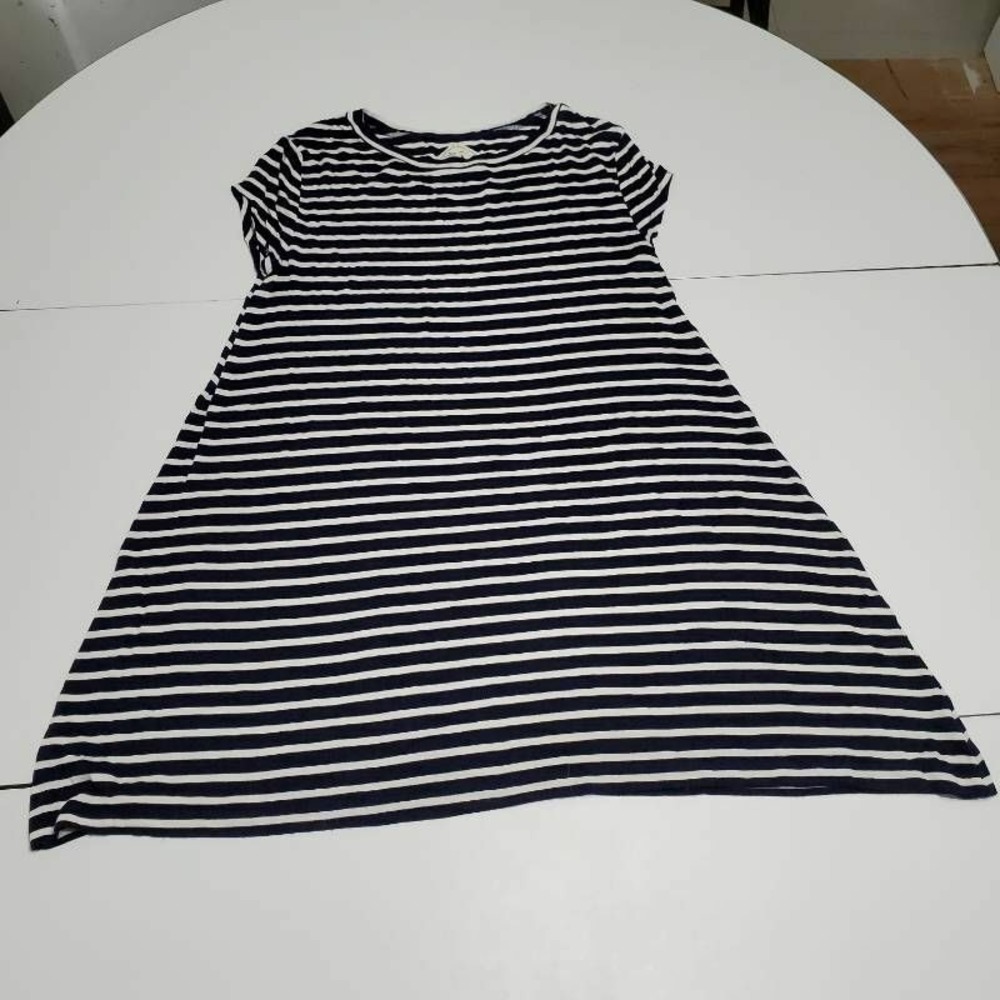 Billabong Womens Last Minute T-Shirt Dress Navy Striped Stretch Cap Sleeve M